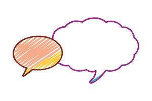Sketchy Speech Bubbles Two Tone Scribble Style with Outline on Transparent Background vector