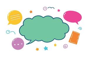 Colorful Speech Bubbles Cloud with Stars and Shapes on Transparent Background vector