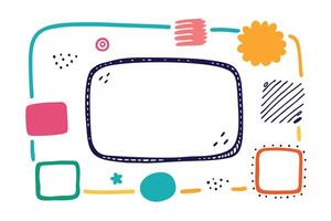 Playful Geometric Element with Orange, Teal, and Pink on White Background vector