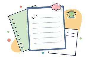 Checklist Clipboard with Paper Notes and Trophy, Isolated on Transparent Background vector