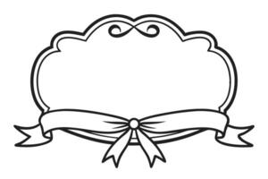 Ornament with Ribbon Elegant Black Bordered Edge with Transparent Background vector