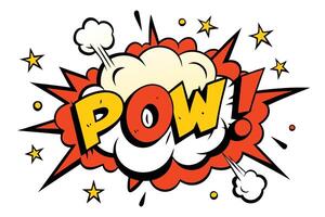 Pop Art Styled POW Word Explosion with Stars on White Background vector