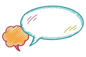Colorful Sketch Speech Bubbles, Oval and Cloud Style, Transparent Background Design vector