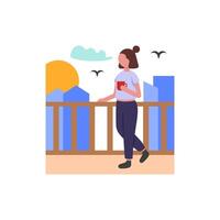 Sunrise Viewing From Balcony vector