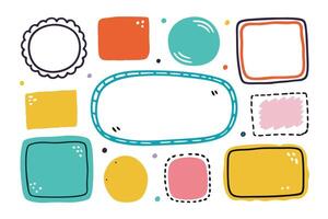 Colorful Doodle Frames Collection, Abstract Shapes with Lines and Dots on White vector