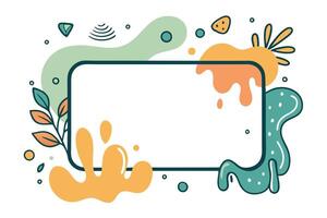 Organic Style Rectangular with Leaves and Abstract Shapes on White Background vector