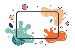 Colorful Abstract Shapes with Navy Blue Rounded Rectangle on White Background vector