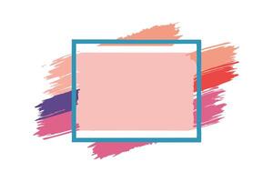 Brush Stroke Square with Pink Center and Colorful Paint on White vector