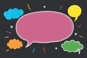 Cartoon Speech Bubble with Clouds and Stars on a Dark Background, Playful Design vector
