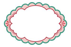Ornamental Oval in Pink, Green and Red with Dots on Transparent Background vector