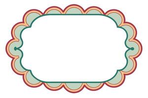 Retro Ornamental Border with Teal, Peach and Burgundy Layers on Transparent BG vector
