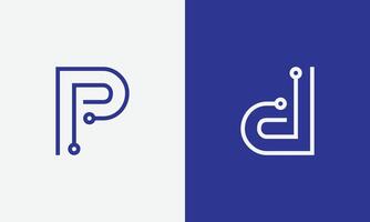 pp or dd technology logo design vector