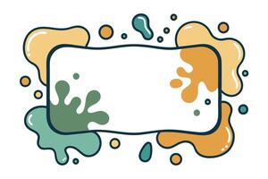 Abstract with Blob Elements and GreenYellow Splash, Outline on White vector
