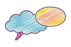 Colorful Scribble Speech Bubbles Icons with Transparent Background Art Design vector