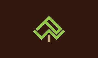 PW or WP minimalistic tree monogram logo design vector