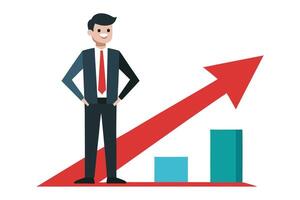 Businessman and Upward Arrow Chart with Bar Graphs on Transparent Background vector