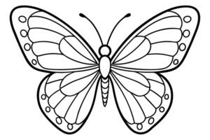 Elegant Butterfly Outline with Detailed Wing Patterns in Black and White vector