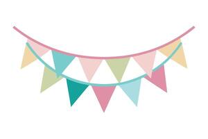 Bunting Garland with Pastel Triangle Flags on Transparent Background vector