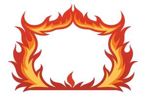 Fire Flames with Orange and Red Tones on White Background vector
