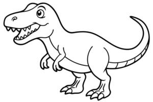 Cartoon TRex Dinosaur Outline with Sharp Teeth on Transparent Background vector