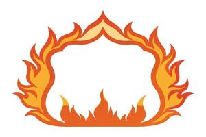 Fiery Orange Yellow Flames Isolated on White Decorative Element Symbol Design vector