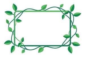 Green Border with Vines, and Leaves, Flat Design on White Background vector