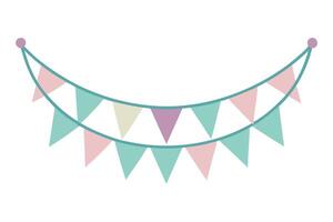 Party Bunting Decoration with Pastel Triangle Flags on White Background Design vector