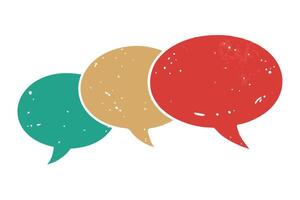 Retro Speech Bubbles Design in Teal Gold and Red with Grunge Texture vector