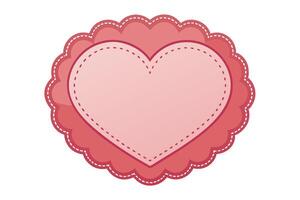 Pink Heart Frame, Stitched Edge with Scalloped Border on White Background vector