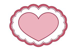 Pink Heart Shape with Scalloped Frame, Decorative Border on White Background vector
