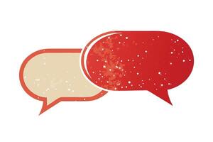 Two Speech Bubbles Red and Beige Dialogue Balloons with Retro Texture Overlay vector