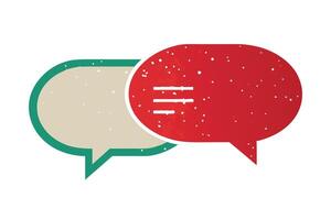 Vintage Speech Bubbles, Retro Communication Icons, Red Message Design with Lines Symbol vector