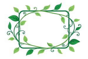Green with Vines and Leaves on White Background, Cartoon Flat Design vector