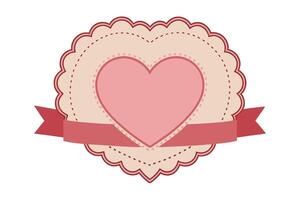 Scalloped Heart with Ribbon Accents on a White Isolated Background vector