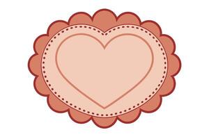 Scalloped Edge Heart Shape, Decorative Border, Cartoon Style, White Background vector