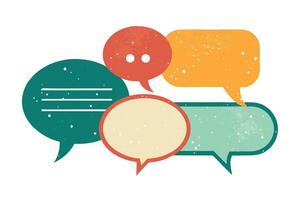 Colorful Speech Bubbles with Grunge Texture on Transparent Background vector