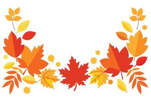 Autumn Leaves Border Design, Colorful Maple Leaves on Transparent Background vector