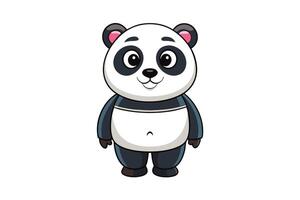 Cheerful Cartoon Panda Character, Friendly Facial Expression on Transparent Background vector