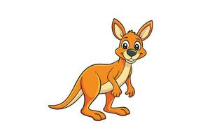 Cartoon Kangaroo in Orange with Smiling Expression on Transparent Background vector