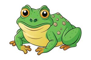 Cartoon Green Frog Character with Big Eyes and Spots Isolated on Transparent Background vector