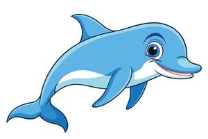 Smiling Cartoon Dolphin with Blue Shade Isolated on White vector