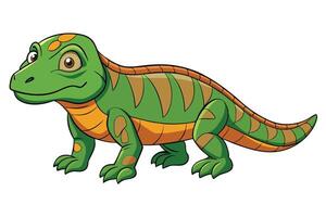 Green Reptile Cartoon with Orange Stripes on a Transparent Background vector