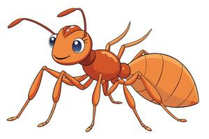 Cartoon Ant with Big Blue Eyes and a Smiling Expression on a White Background vector