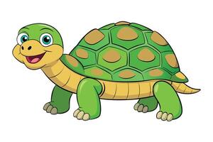 Smiling Green Turtle Character with Brown Spots Cartoon Isolated vector