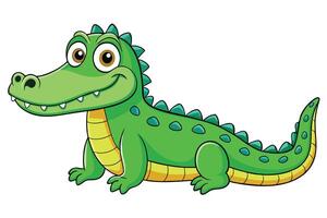 Cartoonish Alligator of a Green Reptile with Transparent Background vector