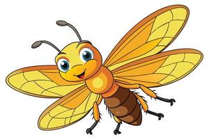 Cute Animated Insect Character with Large Wings on Transparent Background vector