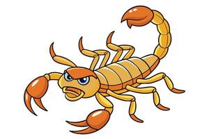 Cartoon Orange Scorpion Character with Claws and Stinger on Transparent Background vector