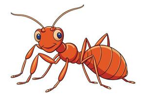 Cartoon Ant with Exaggerated Features on a Transparent Background vector