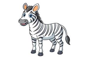 Cartoon Zebra Standing with Striped Pattern on White Background Animal Design vector