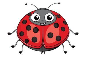 Happy Red Ladybug Cartoon Character with Black Spots Isolated on White vector
